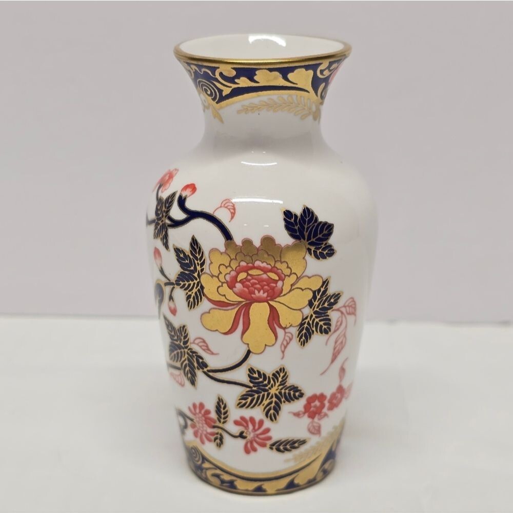 Vintage Spode Imari Floral And Bird Accent Gold Trim Bud Vase F1907-AO England